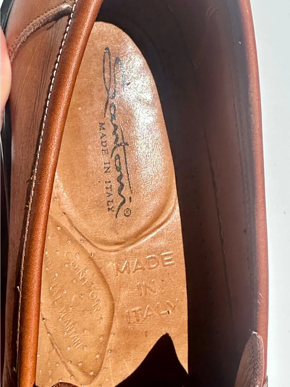 Santoni Men's Slip-On Leather Loafer in Cognac Brown, 9.5